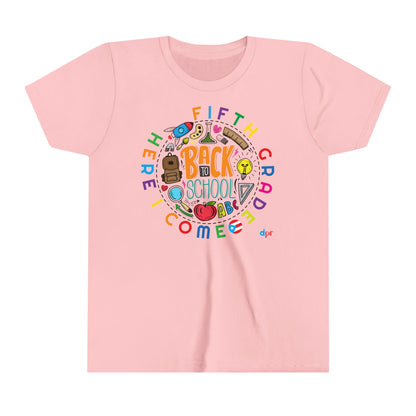 Fifth Grade Here I Come Back to Shool Boricua Youth Short Sleeve Tee