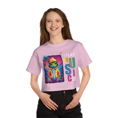 I Play Music Every Night Flowy Cropped Tee