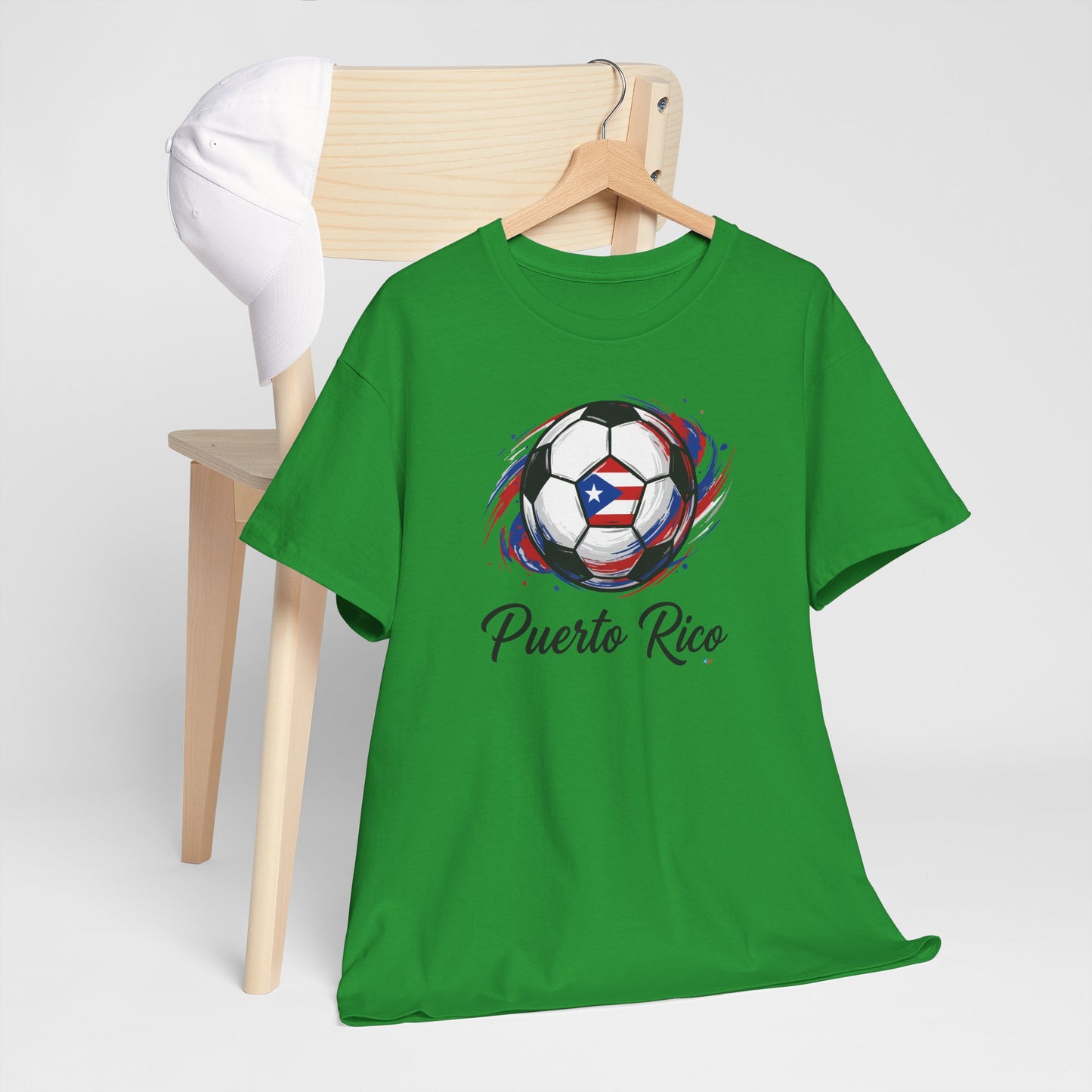 Puerto Rico Soccer Ball Flag | Unisex Heavy Cotton T-Shirt