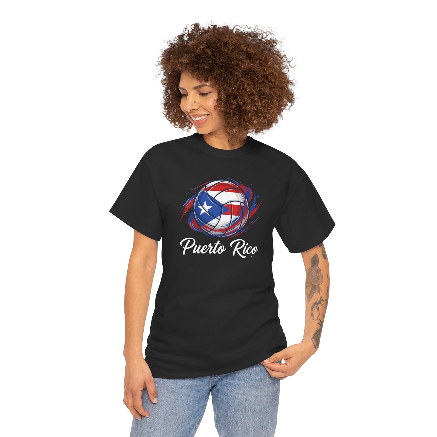 Puerto Rico Volleyball Flag | Unisex Heavy Cotton T-Shirt