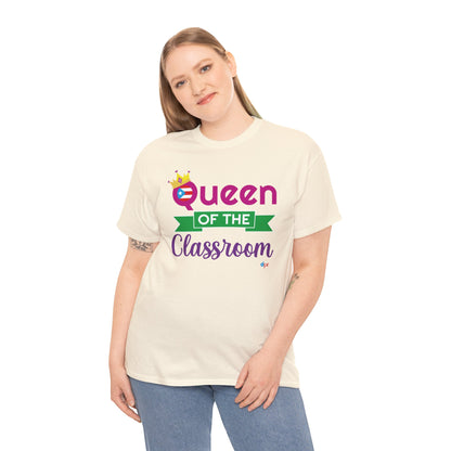 Queen of the Classroom - Back to School Boricua Teacher Heavy Cotton Tee