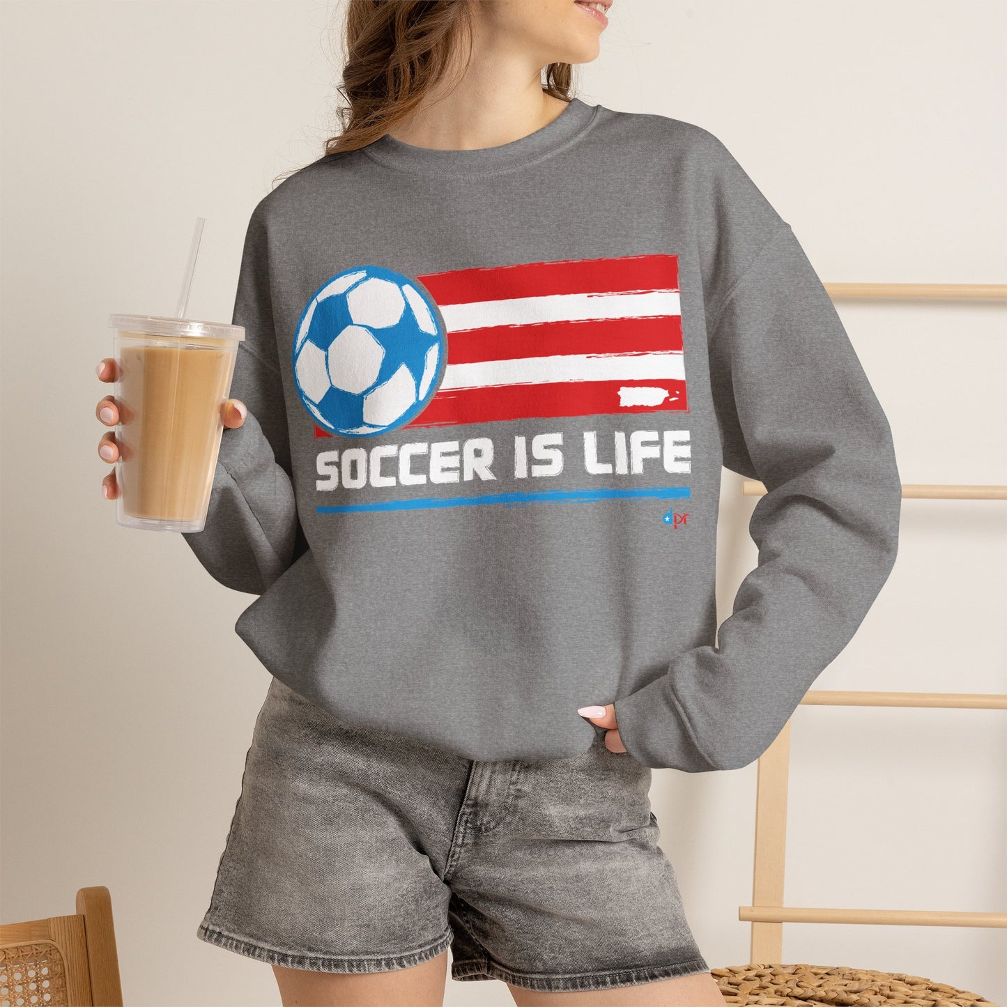 Soccer Is Life Puerto Rican Soccer Crewneck Sweatshirt | Unisex Heavy Blend™ Soccer Player & Fan Gift