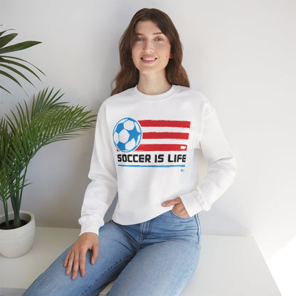 Soccer Is Life Puerto Rican Soccer Crewneck Sweatshirt | Unisex Heavy Blend™ Soccer Player & Fan Gift
