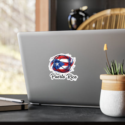 Puerto Rico Basketball Flag 2 Waterproof Kiss-Cut Vinyl Decal