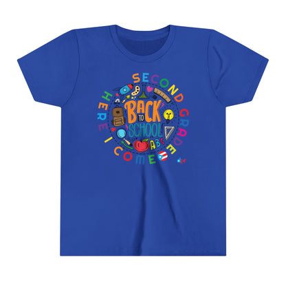 Second Grade Here I Come Back to Shool Boricua Youth Short Sleeve Tee