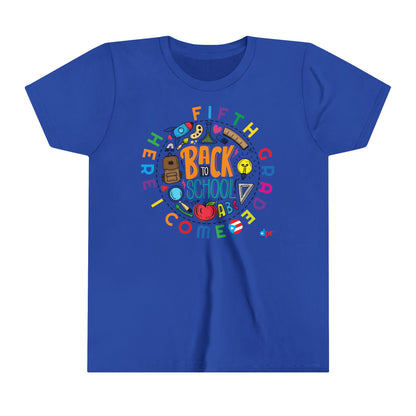 Fifth Grade Here I Come Back to Shool Boricua Youth Short Sleeve Tee