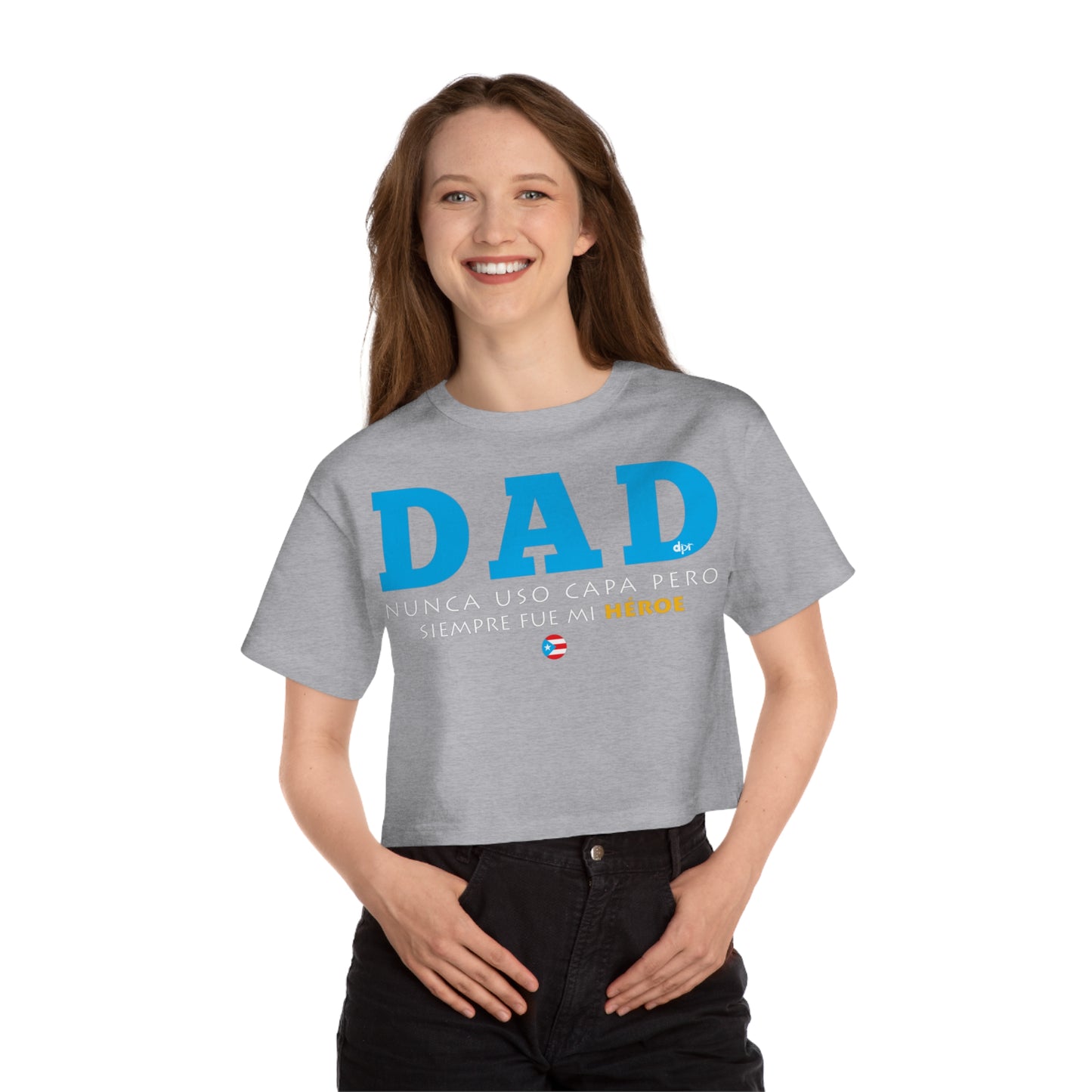 DAD Mi Héroe Blue Women's Flowy Cropped Tee