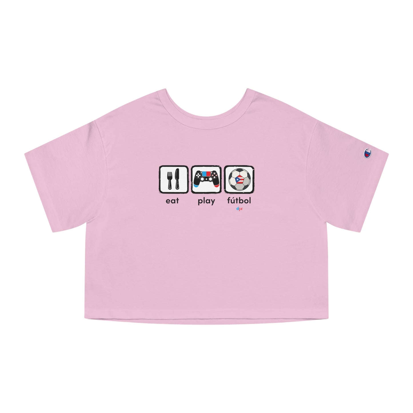 Eat Play Fútbol Graphic Tee | Puerto Rican Flag Soccer Flowy Cropped Tee