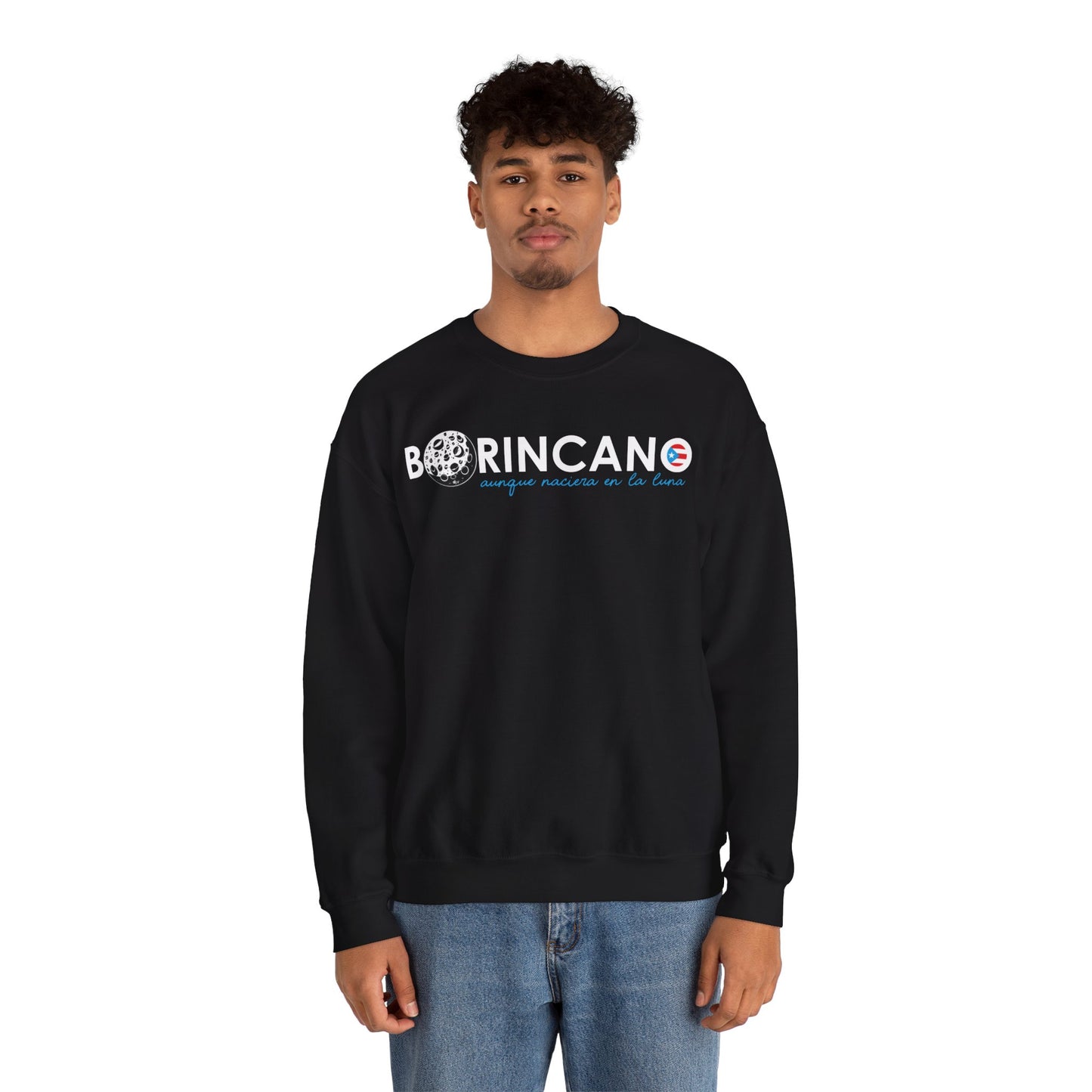 BORINCANO aunque naciera en la luna Unisex Heavy Blend™ Crewneck Sweaters