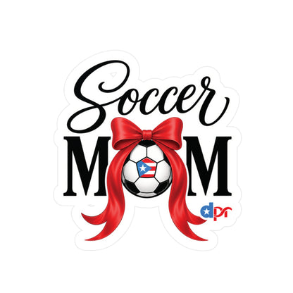 Soccer Mom Boricua Red Bow Puerto Rican Flag Waterproof Kiss-Cut Vinyl Decal