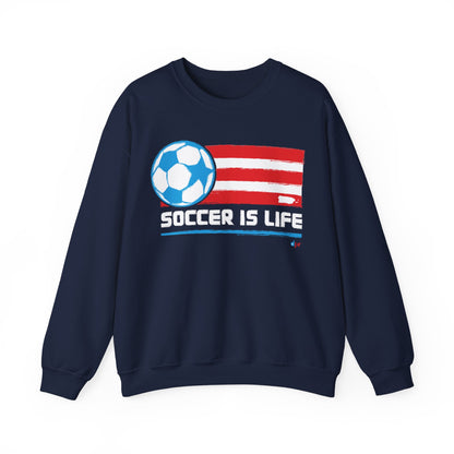 Soccer Is Life Puerto Rican Soccer Crewneck Sweatshirt | Unisex Heavy Blend™ Soccer Player & Fan Gift