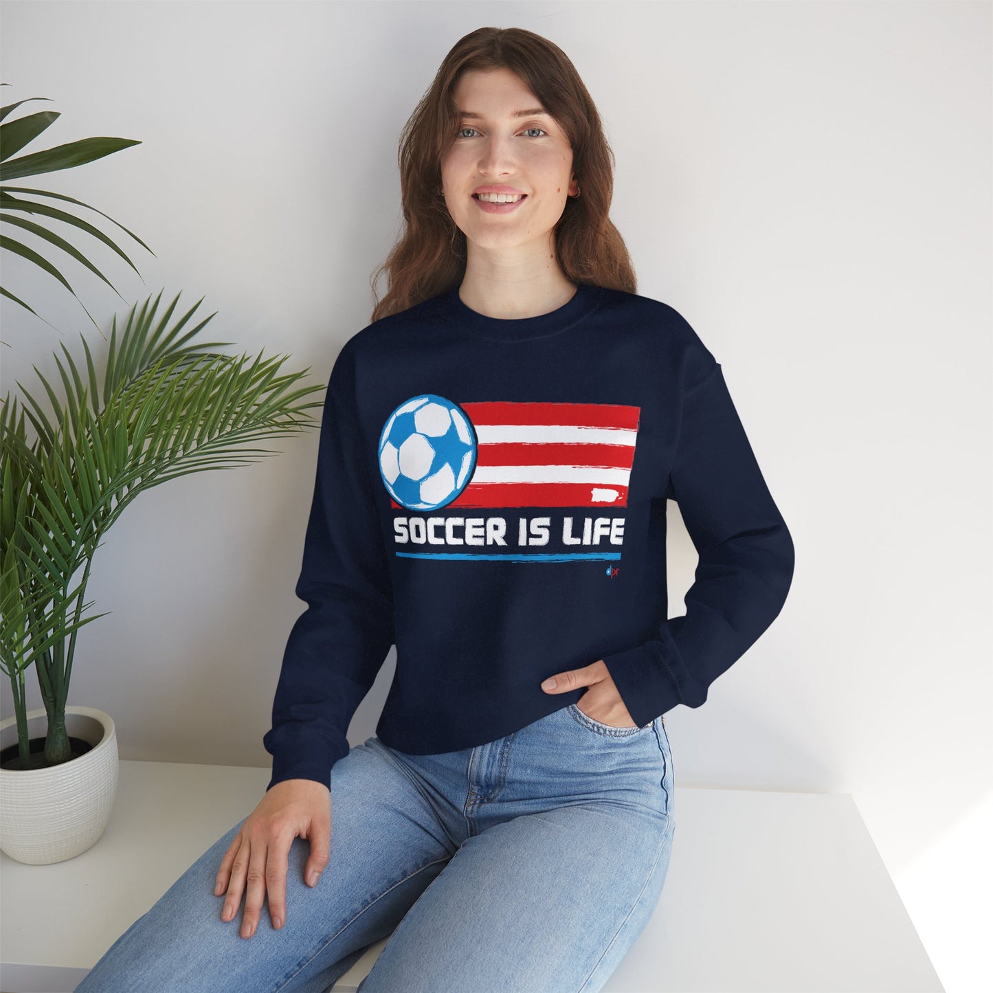 Soccer Is Life Puerto Rican Soccer Crewneck Sweatshirt | Unisex Heavy Blend™ Soccer Player & Fan Gift