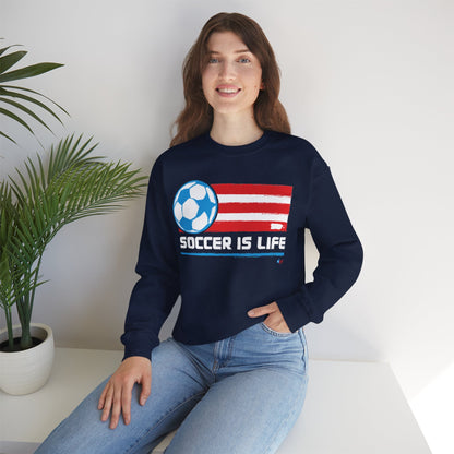 Soccer Is Life Puerto Rican Soccer Crewneck Sweatshirt | Unisex Heavy Blend™ Soccer Player & Fan Gift