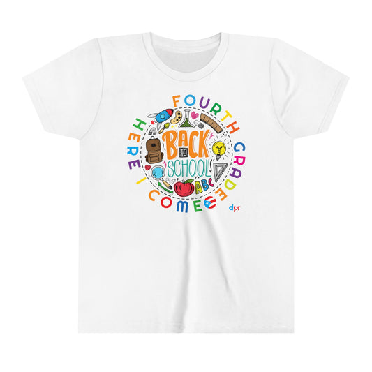 Fourth Grade Here I Come Back to Shool Boricua Youth Short Sleeve Tee