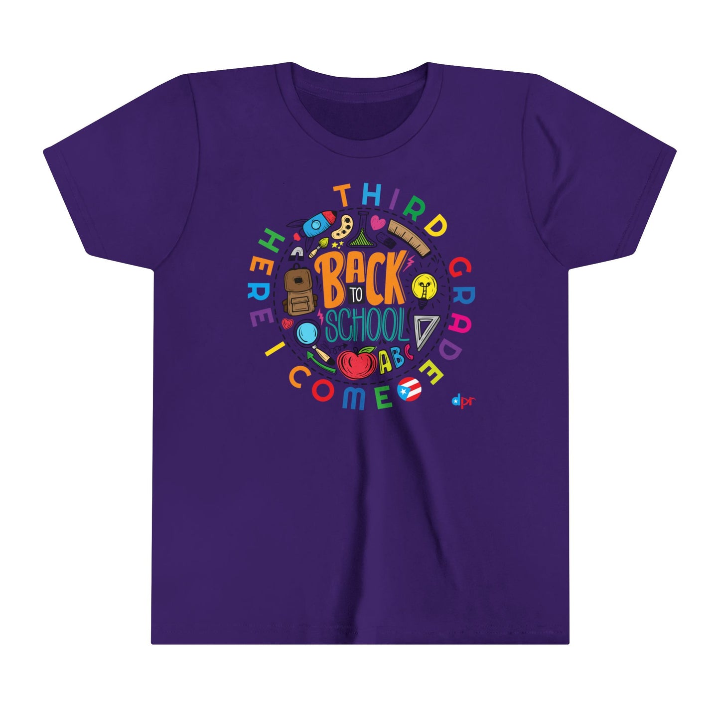 Third Grade Here I Come Back to Shool Boricua Youth Short Sleeve Tee