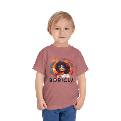 Back to School Boricua Girl Flow Black Toddler Short Sleeve Tee