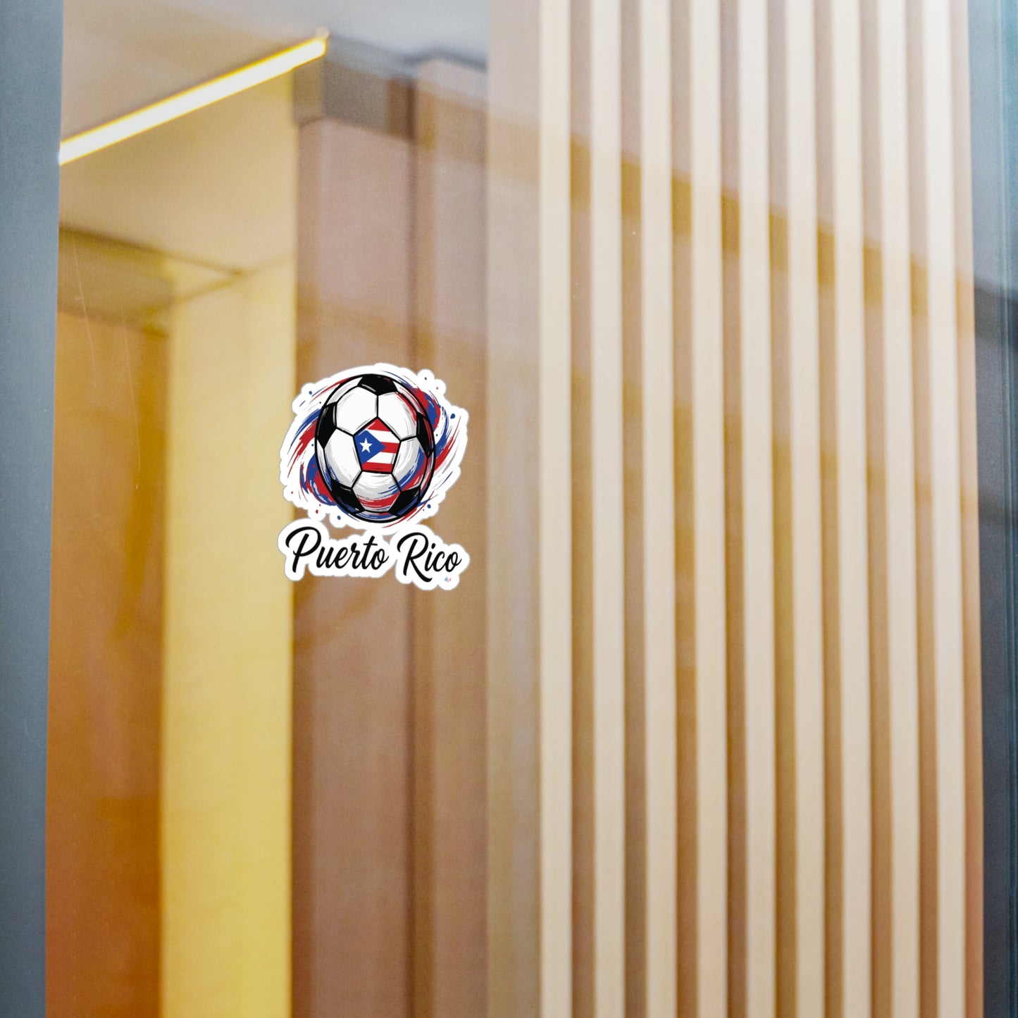 Puerto Rico Soccer Ball Flag Waterproof Kiss-Cut Vinyl Decal