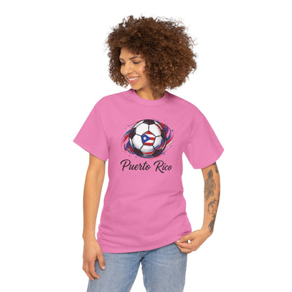 Puerto Rico Soccer Ball Flag | Unisex Heavy Cotton T-Shirt