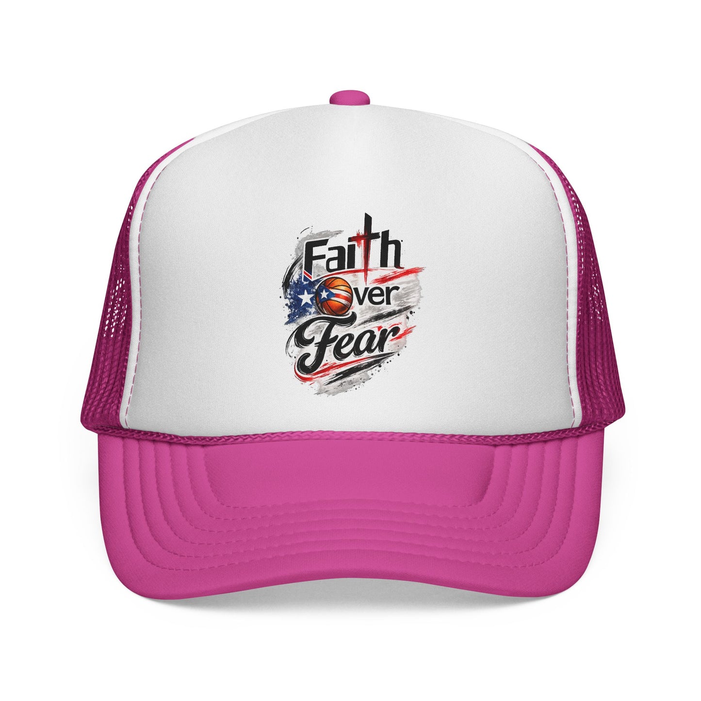 Faith Over Fear Christian Basketball | Puerto Rican Flag Trucker Caps FREE SHIPPING