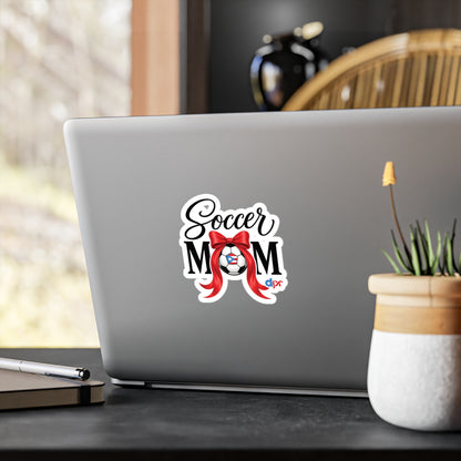 Soccer Mom Boricua Red Bow Puerto Rican Flag Waterproof Kiss-Cut Vinyl Decal