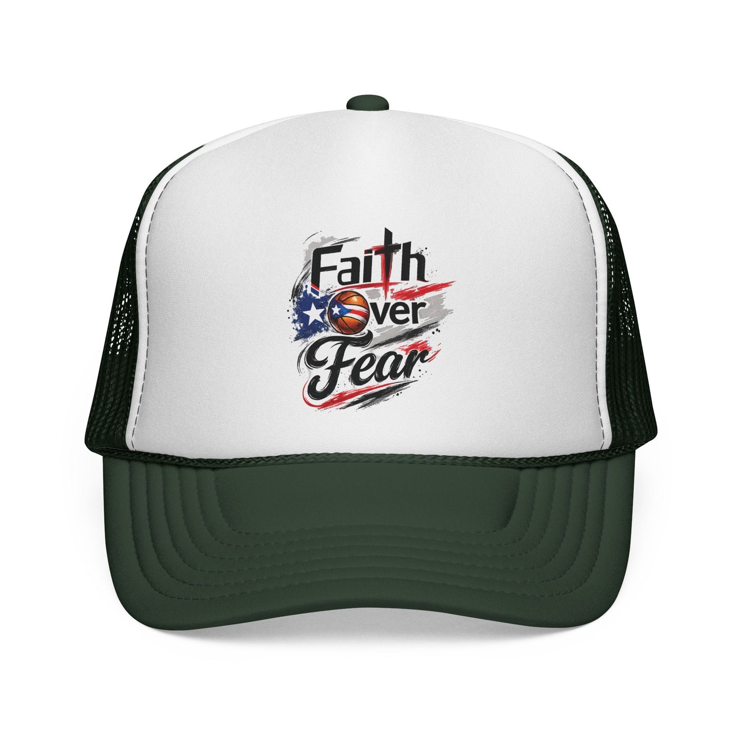 Faith Over Fear Christian Basketball | Puerto Rican Flag Trucker Caps FREE SHIPPING