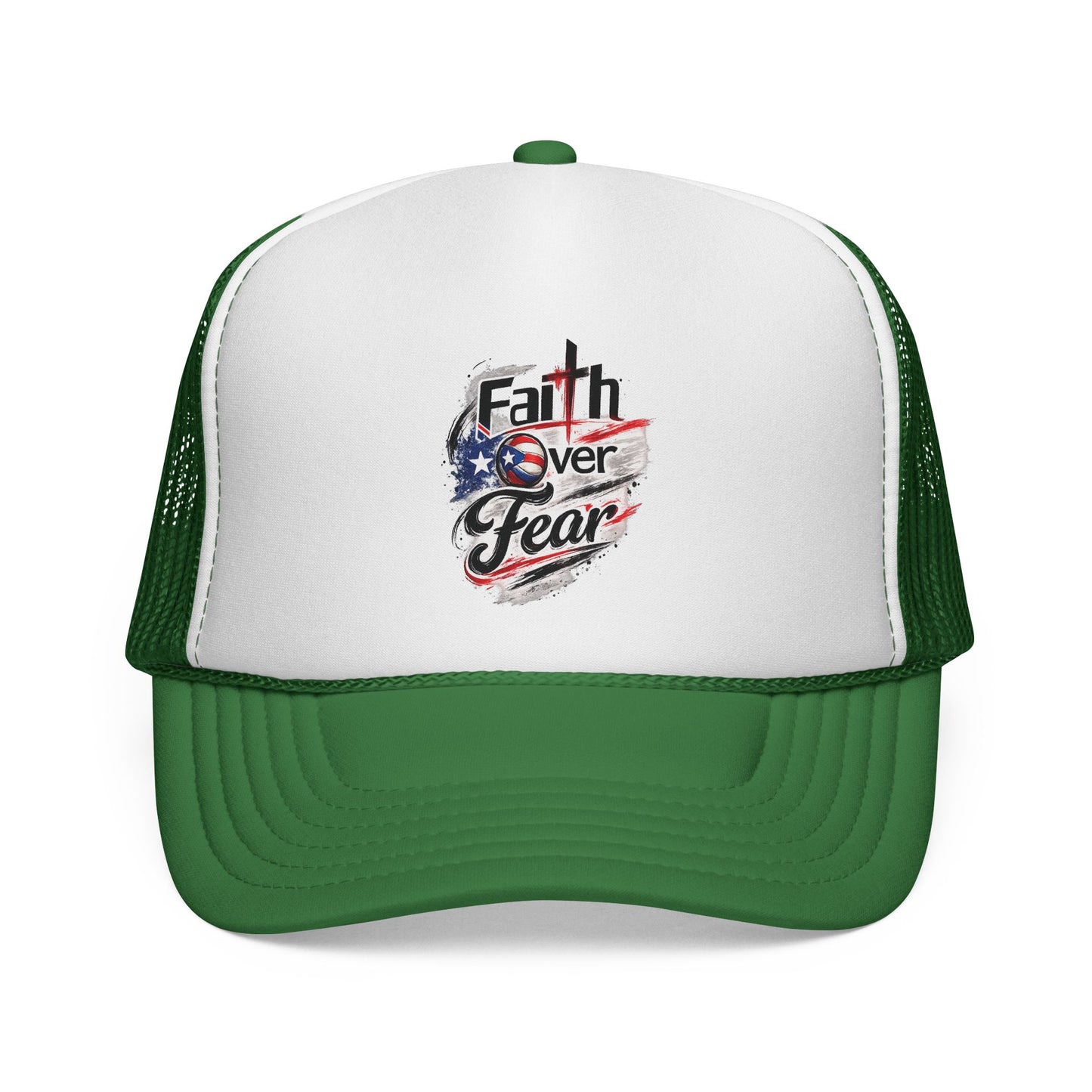 Faith Over Fear Christian Volleyball | Puerto Rican Flag Trucker Caps FREE SHIPPING