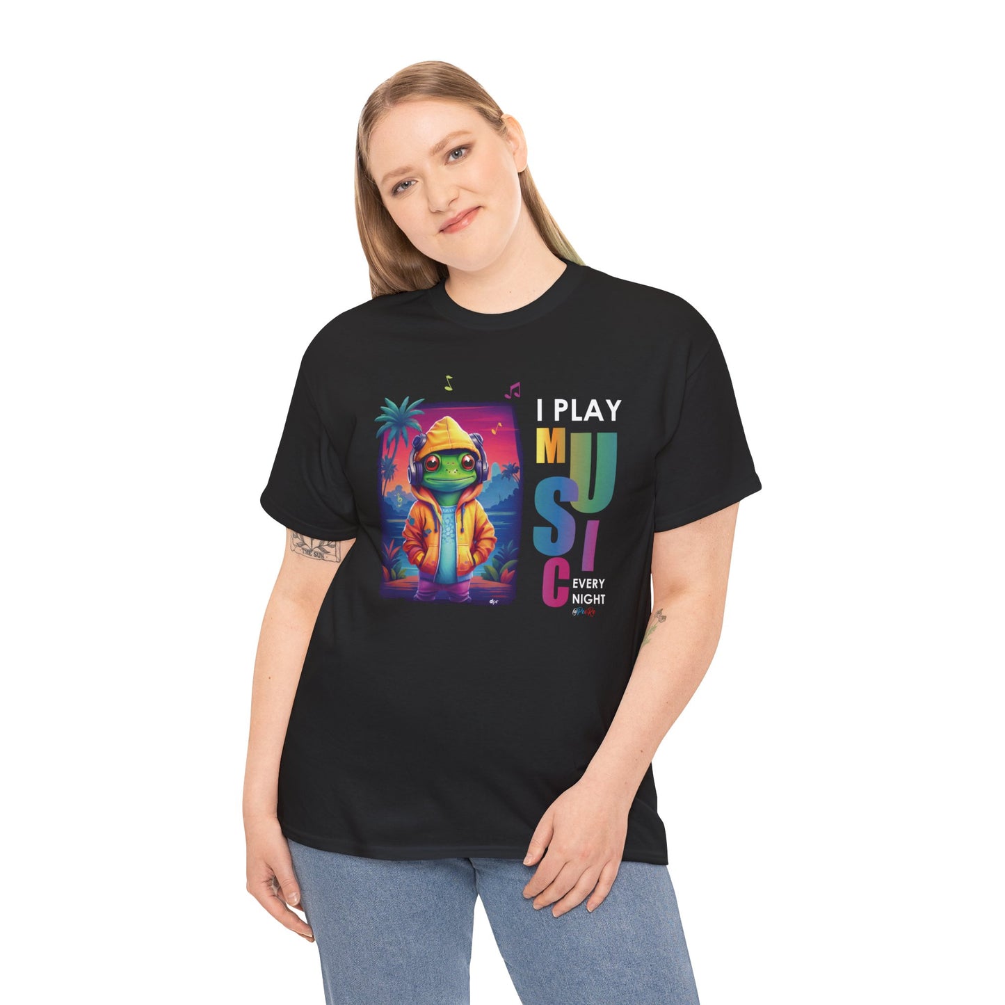 I Play Music Every Night  Unisex Heavy Cotton Tee