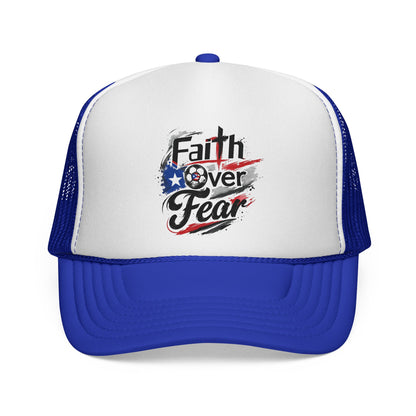 Faith Over Fear Puerto Rican Flag Soccer Ball Trucker Caps FREE SHIPPING