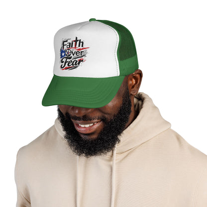 Faith Over Fear Puerto Rican Flag Soccer Ball Trucker Caps FREE SHIPPING