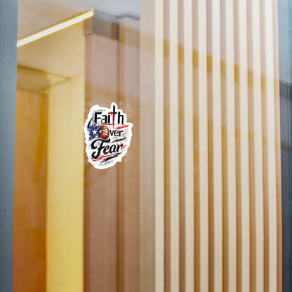 Faith Over Fear Christian Basketball Sticker | Puerto Rican Flag Waterproof Kiss-Cut Vinyl Decal