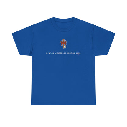 Mi Atleta Pertenece Primero a Jesús | Puerto Rico Faith Cross Soccer ball Unisex Heavy Cotton Tee