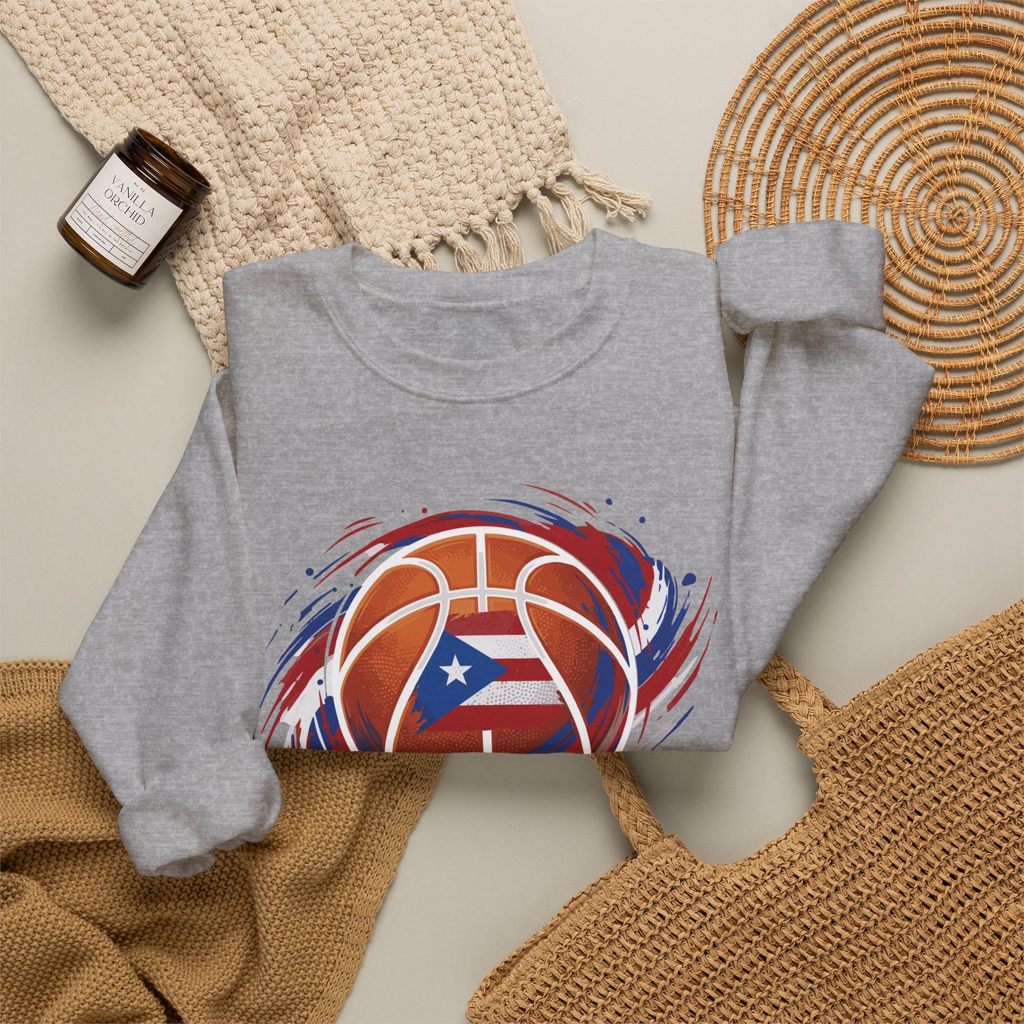 Puerto Rico Basketball Flag Heavy Blend™ Crewneck Sweatshirt