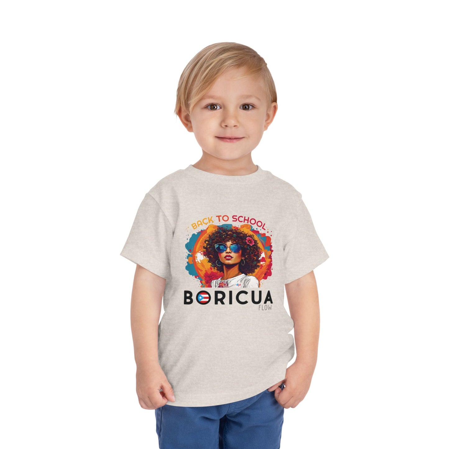 Back to School Boricua Girl Flow Black Toddler Short Sleeve Tee