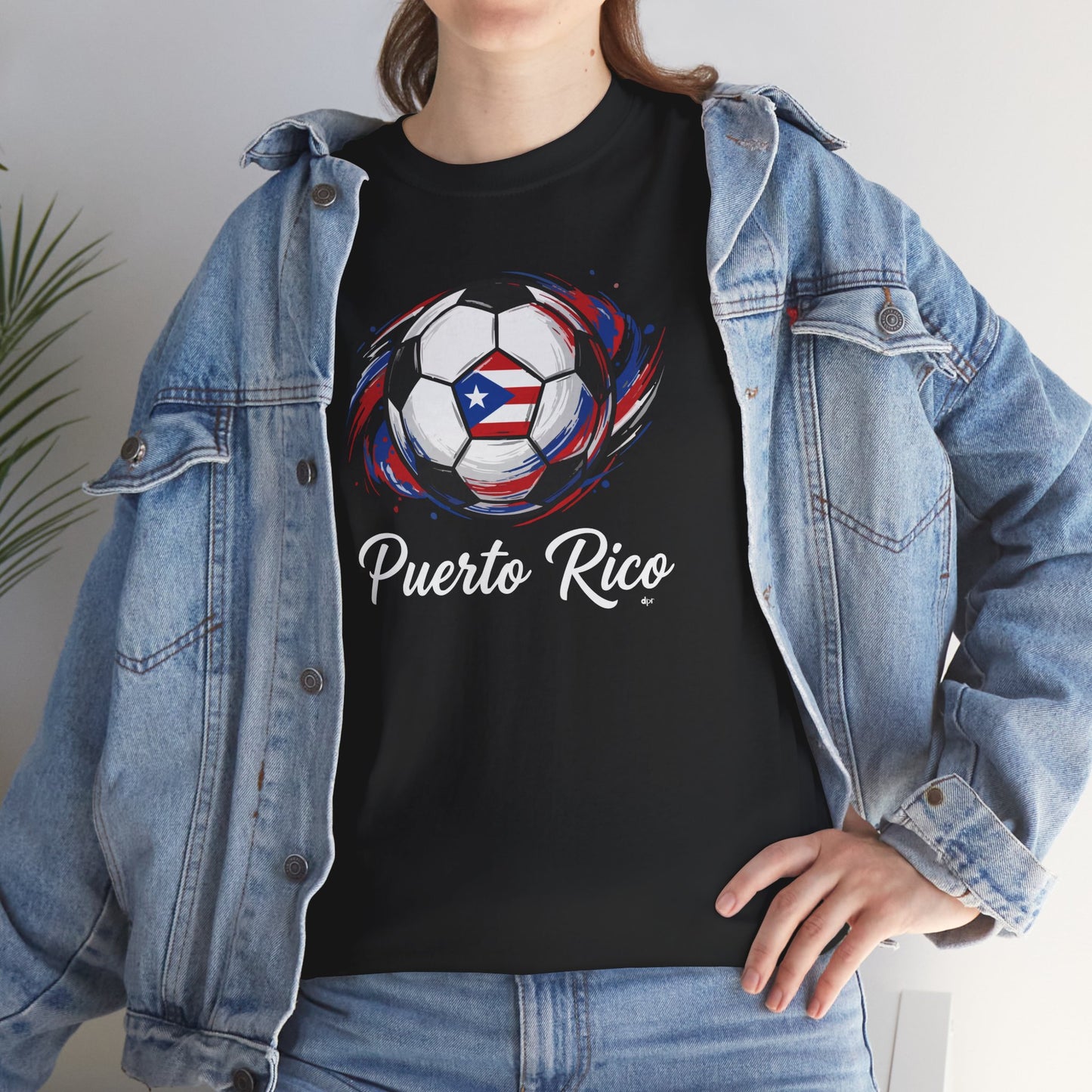 Puerto Rico Soccer Ball Flag | Unisex Heavy Cotton T-Shirt