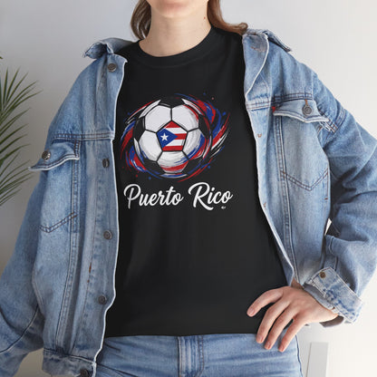 Puerto Rico Soccer Ball Flag | Unisex Heavy Cotton T-Shirt