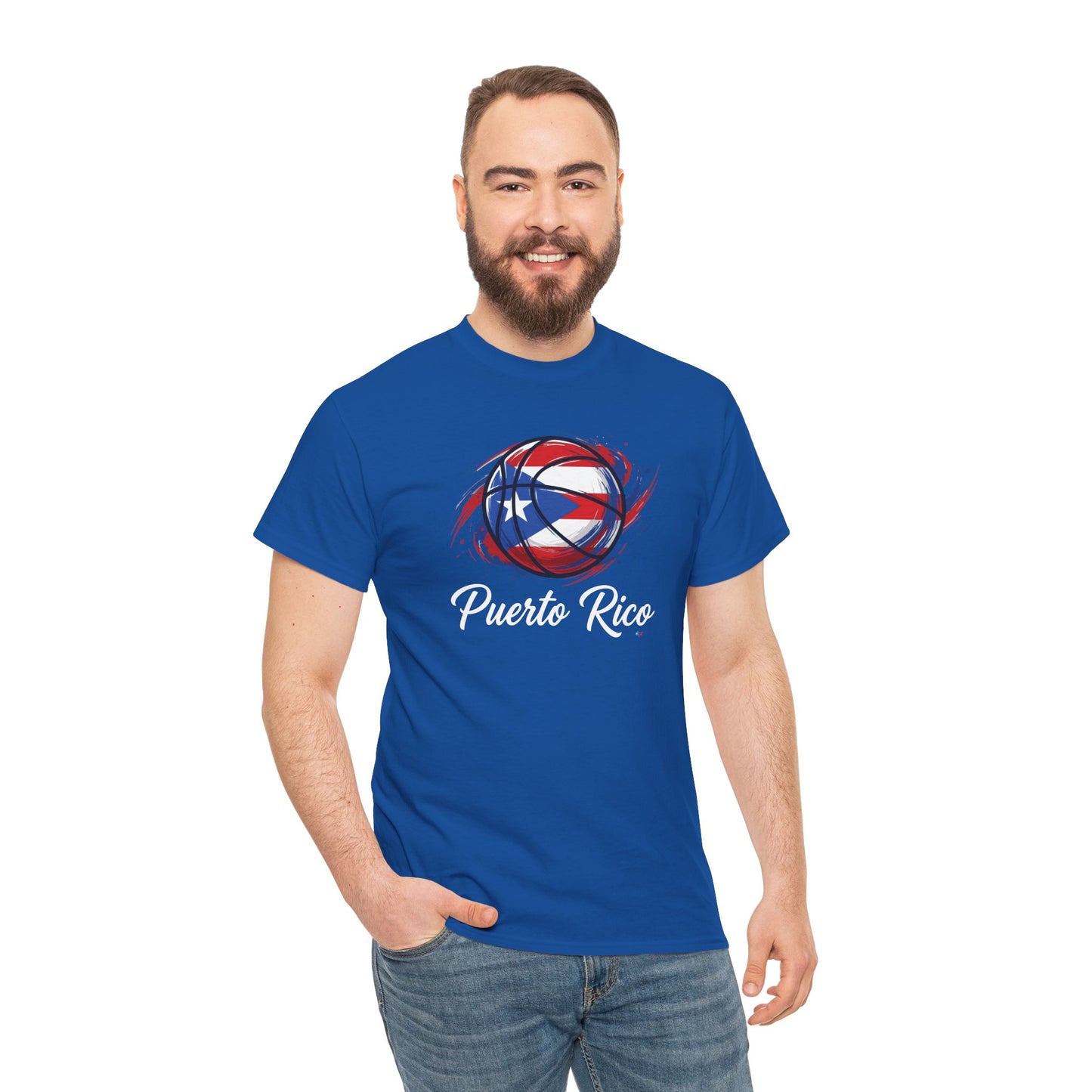 Puerto Rico Basketball Flag 2 | Unisex Heavy Cotton T-Shirt