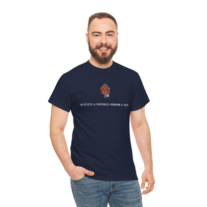 Mi Atleta Pertenece Primero a Jesús | Puerto Rico Faith Cross Soccer ball Unisex Heavy Cotton Tee