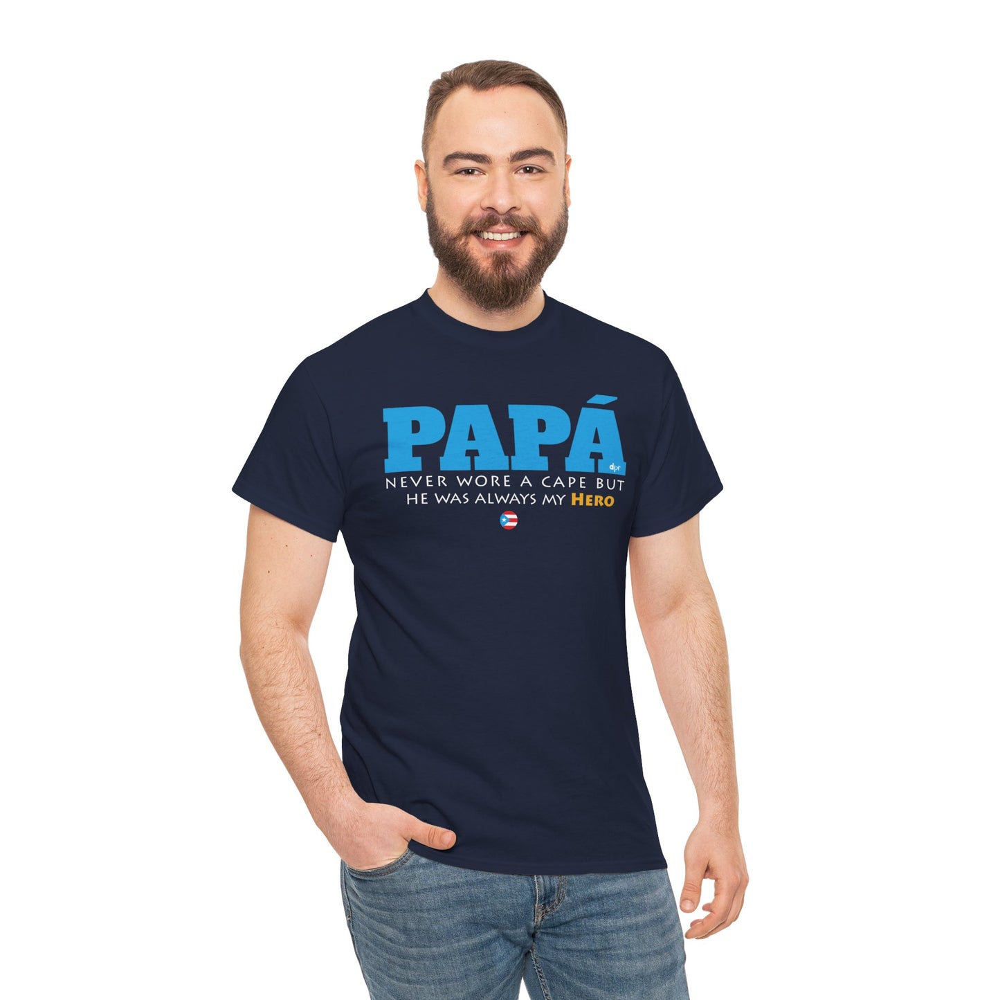 Papá My Hero Blue Heavy Cotton Tee