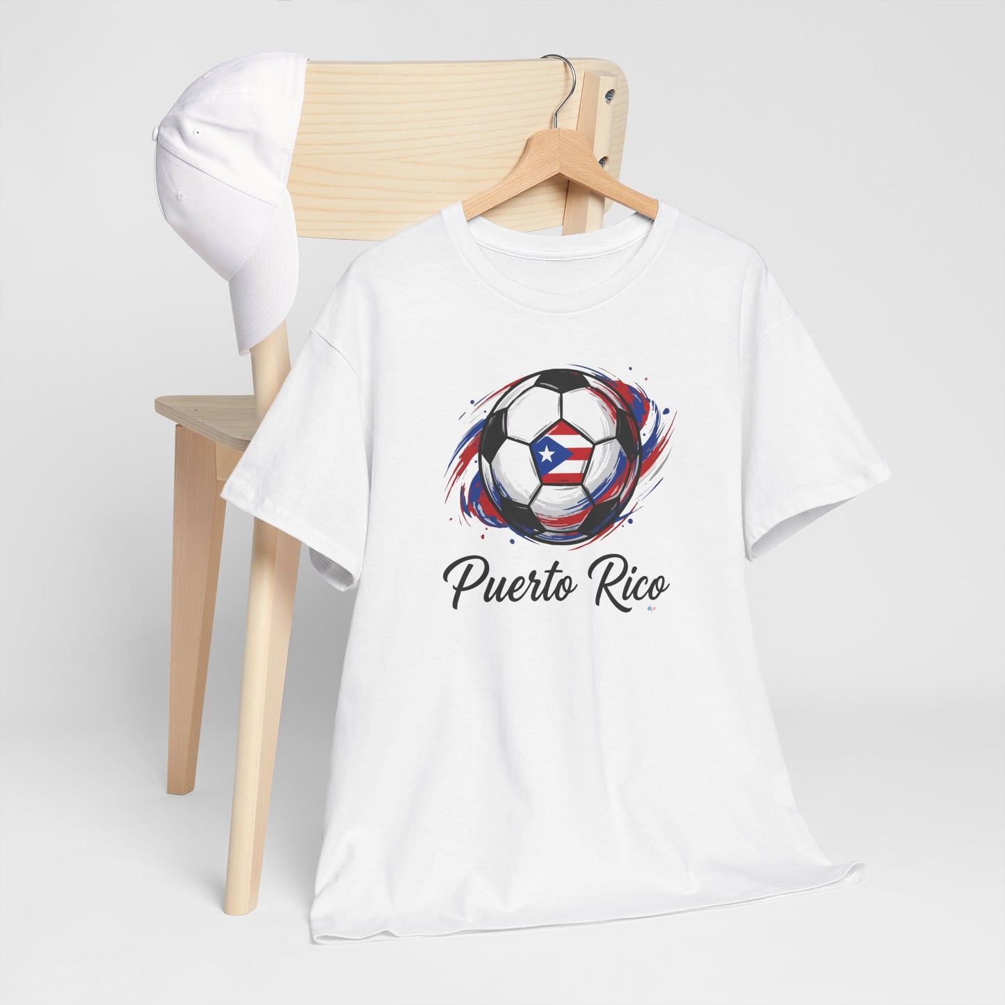 Puerto Rico Soccer Ball Flag | Unisex Heavy Cotton T-Shirt