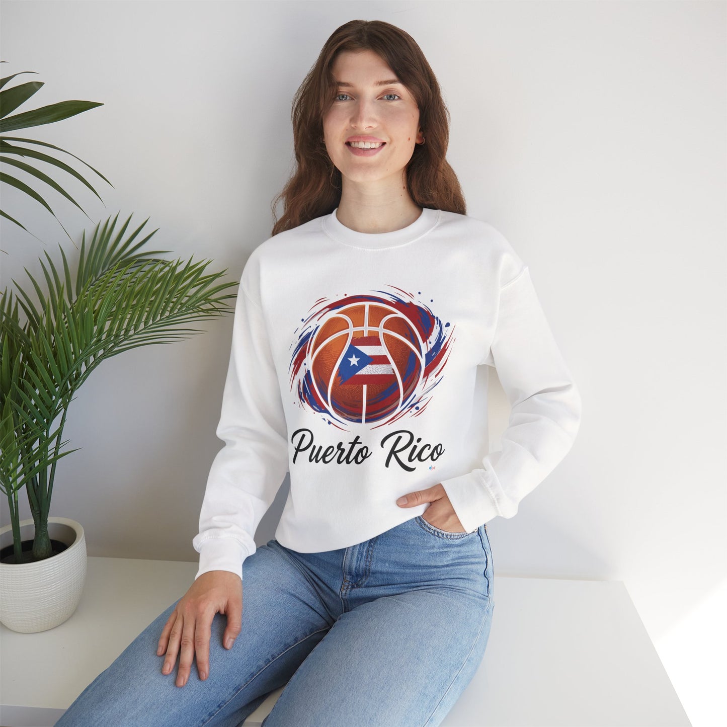 Puerto Rico Basketball Flag Heavy Blend™ Crewneck Sweatshirt