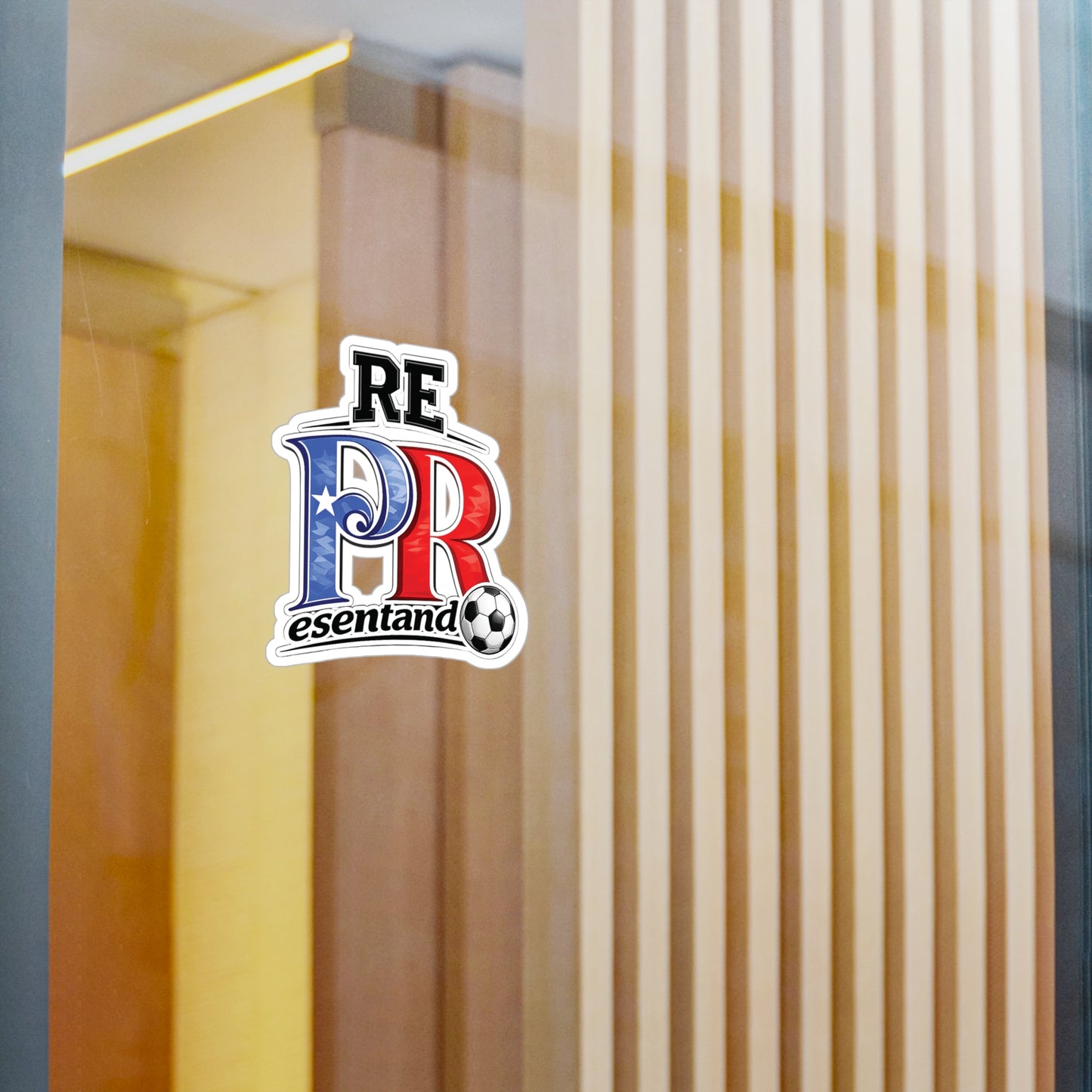 Puerto Rico Soccer Ball REPresentando Waterproof Kiss-Cut Vinyl Decal