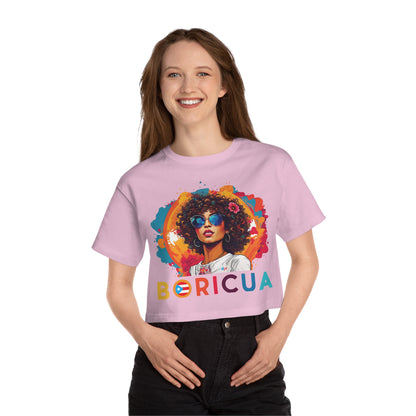 Boricua Girl Colors Women's Flowy Cropped Tee