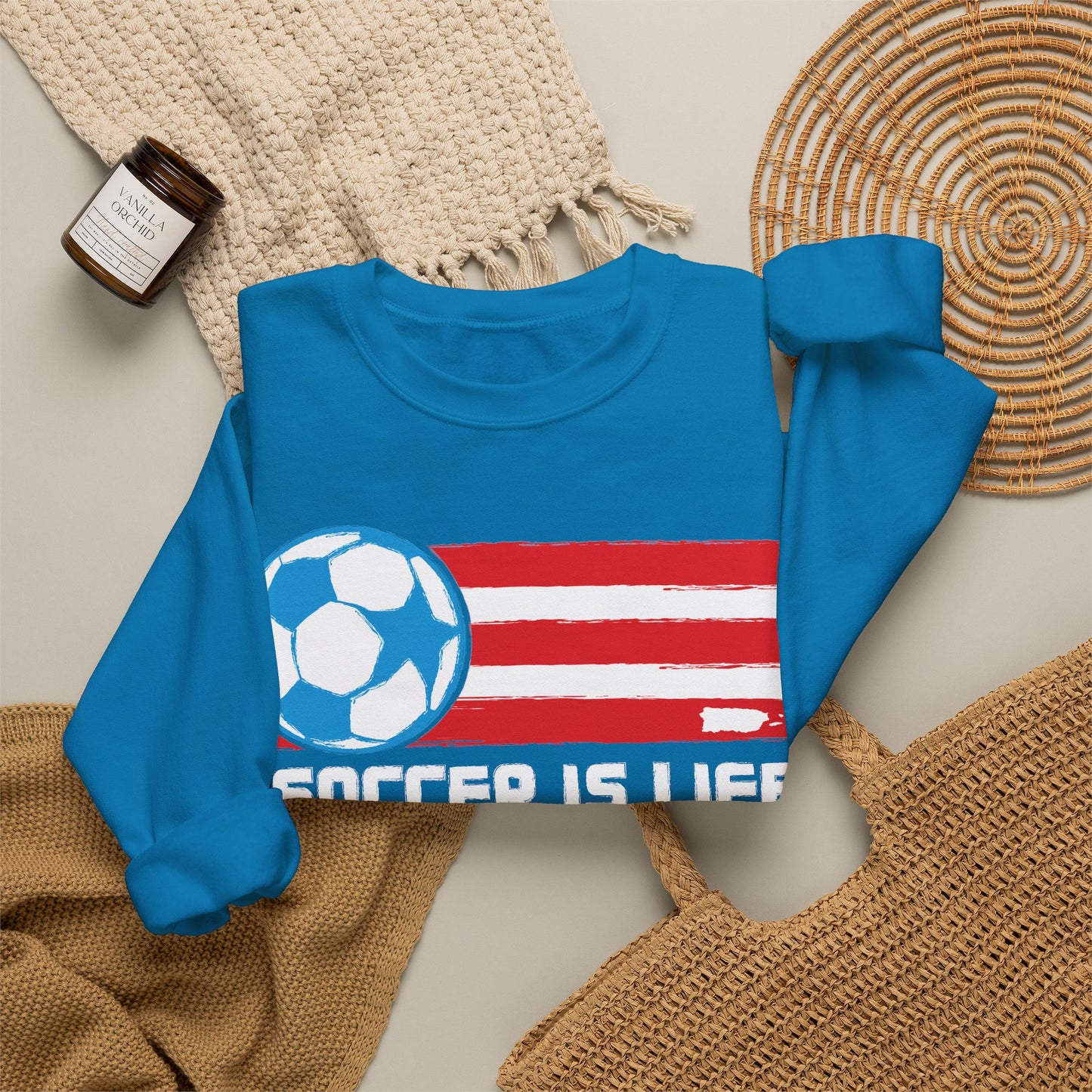 Soccer Is Life Puerto Rican Soccer Crewneck Sweatshirt | Unisex Heavy Blend™ Soccer Player & Fan Gift
