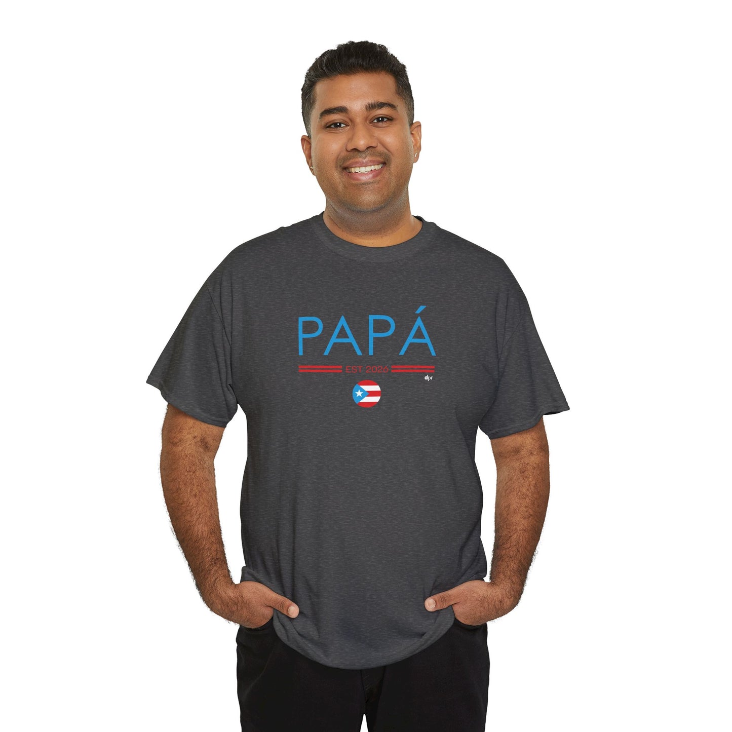Papá EST. 2026 Puerto Rican Flag Unisex Heavy Cotton Tee