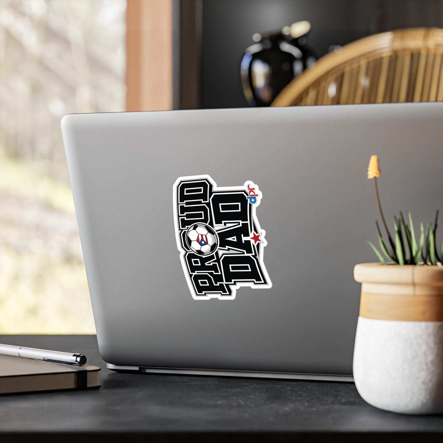 Proud Dad Soccer Boricua Waterproof Kiss-Cut Vinyl Decals