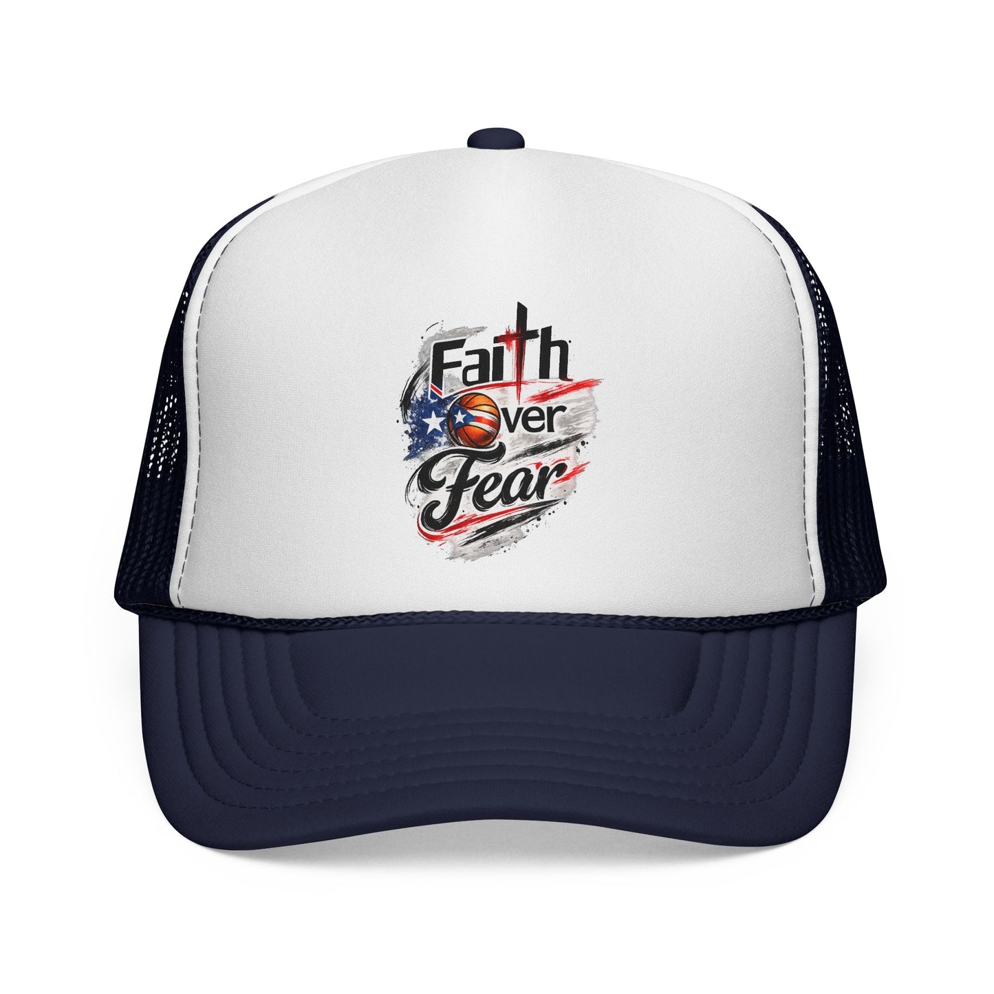Faith Over Fear Christian Basketball | Puerto Rican Flag Trucker Caps FREE SHIPPING