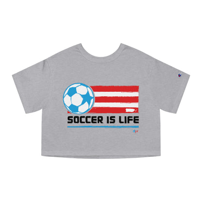 Puerto Rico Soccer Is Life Women's Flowy Cropped Tee | Boricua Soccer Shirt