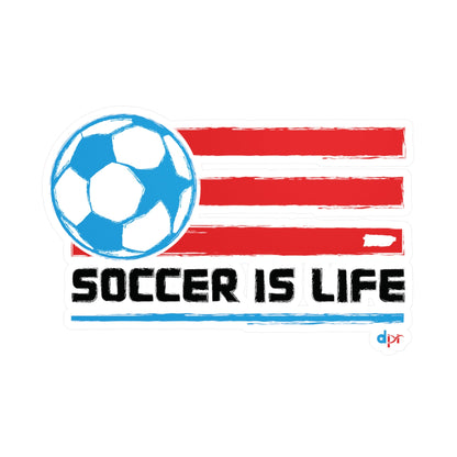 Soccer is life Puerto Rican Flag Waterproof Kiss-Cut Vinyl Decals