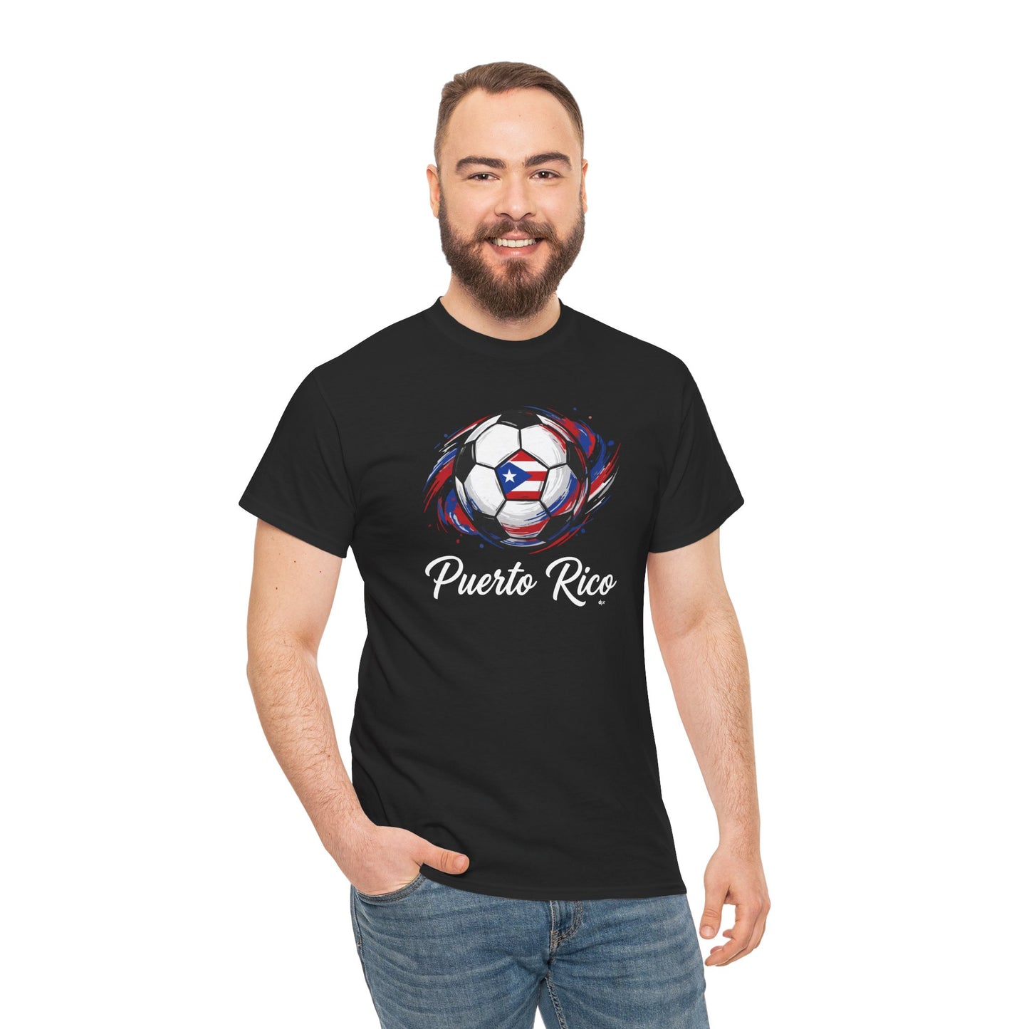 Puerto Rico Soccer Ball Flag | Unisex Heavy Cotton T-Shirt