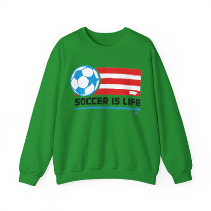 Soccer Is Life Puerto Rican Soccer Crewneck Sweatshirt | Unisex Heavy Blend™ Soccer Player & Fan Gift